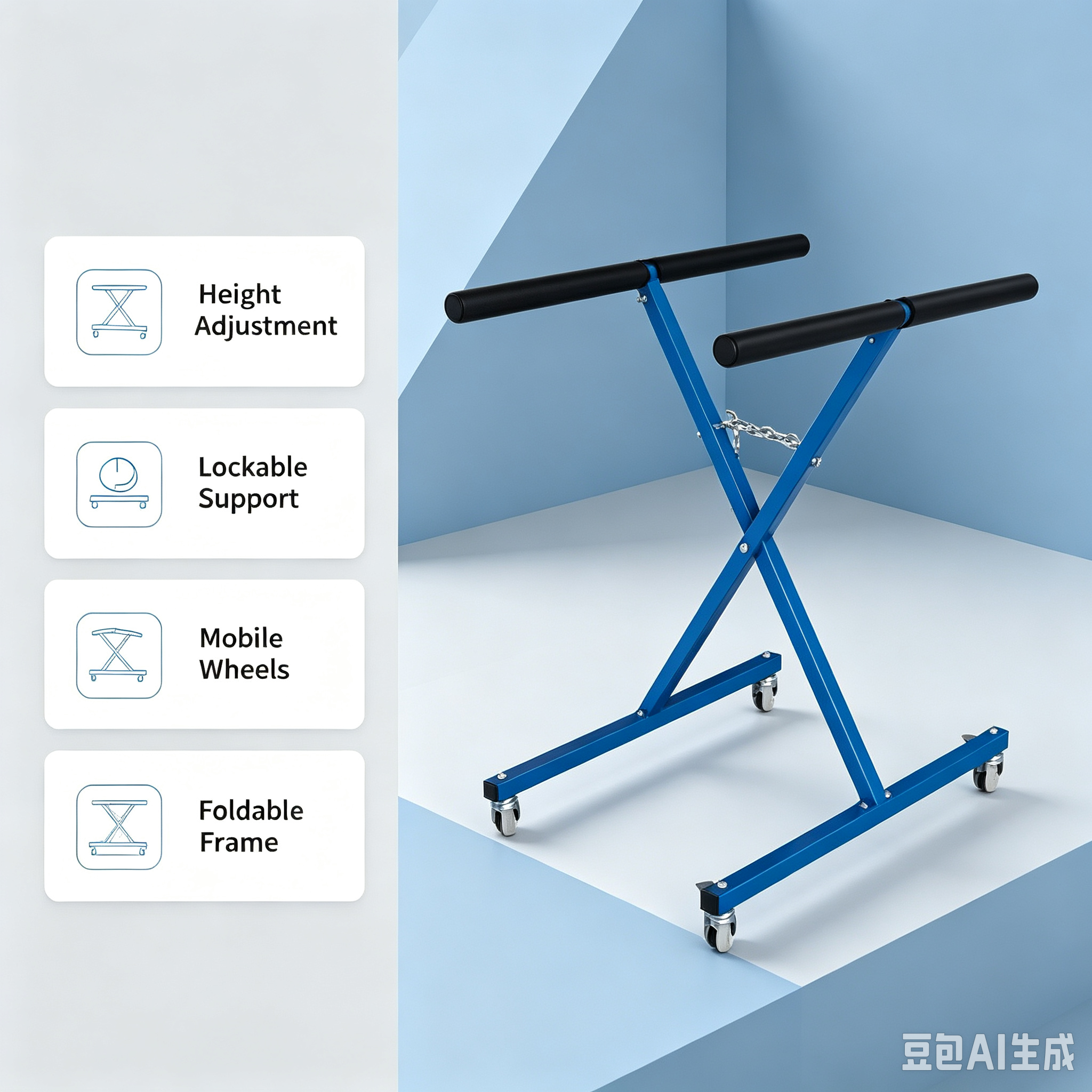 Portable Auto Body Work Stand | Adjustable Height & Foldable Design - 图片 2